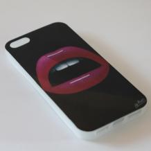 Силиконов калъф / гръб / TPU за Apple iPhone 5 / iPhone 5S - черен / целувка