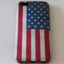 Силиконов калъф / гръб / TPU за Apple iPhone 5 / iPhone 5S - Retro American Flag / текстил