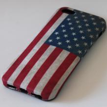 Силиконов калъф / гръб / TPU за Apple iPhone 5 / iPhone 5S - Retro American Flag / текстил