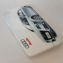 Заден предпазен твърд гръб / капак / за Apple iPhone 4 / iPhone 4S - бял / Car / Audi
