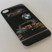 Заден предпазен твърд гръб / капак / за Apple iPhone 4 / iPhone 4S - черен / BMW