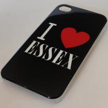 Заден предпазен твърд гръб / капак / за Apple iPhone 4 / iPhone 4S - черен / I Love Essex