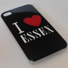 Заден предпазен твърд гръб / капак / за Apple iPhone 4 / iPhone 4S - черен / I Love Essex