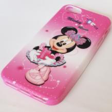 Силиконов калъф / гръб / TPU за Apple iPhone 5 / iPhone 5S - розов / Minnie Mouse