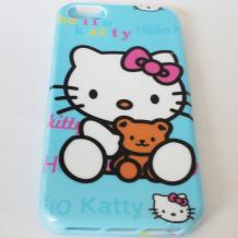 Силиконов калъф / гръб / TPU за Apple iPhone 5 / iPhone 5S - син / Hello Kitty