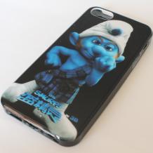 Силиконов калъф / гръб / TPU за Apple iPhone 5 / iPhone 5S - черен / The Smurfs
