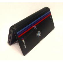 Кожен калъф Flip тефтер със стойка за Samsung Galaxy S6 Edge G925 - BMW / MPower / черен с червено