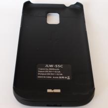 Заден твърд гръб / външна батерия / Battery power bank със стойка за Samsung Galaxy S5 G900 - 4800 mAh / черен