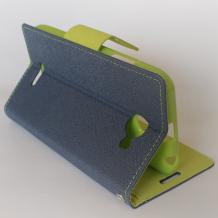 Кожен калъф Flip тефтер Mercury GOOSPERY Fancy Diary със стойка за HTC Desire 516 - синьо и зелено / със силиконов гръб