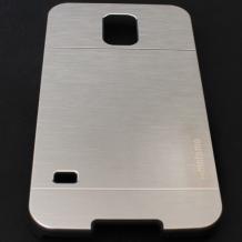 Луксозен предпазен твърд гръб / капак / MOTOMO за Samsung Galaxy S5 G900 –  сребрист / алуминиев