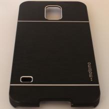 Луксозен предпазен твърд гръб / капак / MOTOMO за Samsung Galaxy S5 G900 –  черен / алуминиев