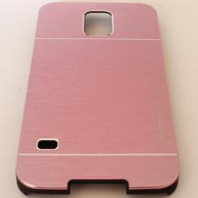 Луксозен предпазен твърд гръб / капак / MOTOMO за Samsung Galaxy S5 G900 –  розов / алуминиев