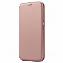 Луксозен кожен калъф Flip тефтер със стойка OPEN за Samsung Galaxy A30 - Rose Gold