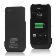Заден капак / твърд гръб / батерия със стойка за Apple iPhone 4 / 4S - 3000mAh / черен