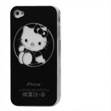 Заден предпазен капак Hello Kitty за iPhone 4 /4S - черен
