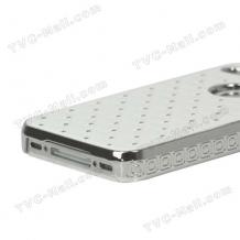 Заден предпазен капак за Apple iPhone 5 - бял с камъни