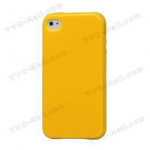 Силиконов калъф / гръб / ТПУ за Apple Iphone 4 / 4S - жълт / гланц