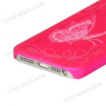 Заден предпазен капак Apple iPhone 5 - розов / пеперуди
