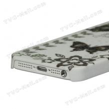 Заден предпазен капак / твърд гръб / бял с пеперуди за Apple iPhone 5 5S - пеперуди