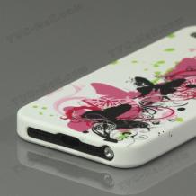 Силиконов калъф ТПУ за Apple iPhone 5 - бял с пеперуди