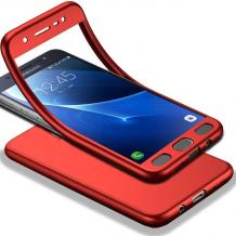 Луксозен силиконов калъф / гръб / TPU 360° за Samsung Galaxy J6 Plus 2018 - червен / лице и гръб