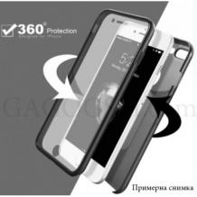 Tвърд гръб 360° със силиконова част за Apple iPhone 7 / iPhone 8 - прозрачно и черно / черен кант / лице и гръб