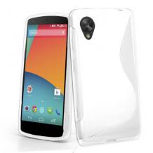 Силиконов калъф / гръб / TPU S-Line за LG Nexus 5 E980 - бял / прозрачен