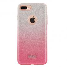 Луксозен силиконов калъф / гръб / TPU Kakusiga за Apple iPhone 5 / iPhone 5S / iPhone SE - преливащ брокат / розово и сребристо