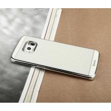 Луксозен твърд гръб / капак / BASEUS AMBILIGHT SERIES за Samsung Galaxy S6 Edge G925 - бял със сребрист кант