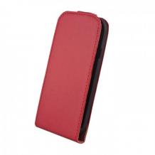 Кожен калъф Flip тефтер Flexi със силиконов гръб за LG K10 - тъмно червен