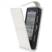 Вертикален кожен калъф за Nokia 500 flip бял
