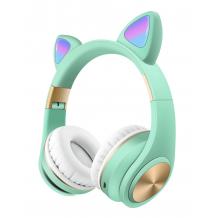 Стерео LED слушалки Bluetooth Cat Ear M1 / Wireless Headphones / безжични LED слушалки Cat Ear M1 - зелени