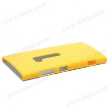Заден предпазен твърд гръб / капак / за Nokia Lumia 920 - жълт / имитиращ кожа