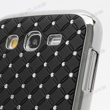 Заден предпазен твърд гръб за Samsung Galaxy Grand I9080 I9082 - черен с камъни