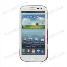 Заден предпазен твърд гръб / капак / с камъни за Samsung Galaxy S3 I9300 / Samsung SIII I9300 - Peach Blossom