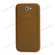 Силиконов калъф / гръб / TPU за Samsung Galaxy Note II / 2 N7100 - оранжев / прозрачен