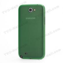 Силиконов калъф / гръб / TPU за Samsung Galaxy Note II / 2 N7100 - зелен / прозрачен