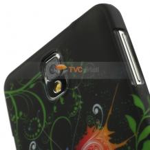 Заден предпазен твърд гръб / капак / за Samsung Galaxy Note 3 N9000 / Note 3 N9005 - черен с цветна пеперуда