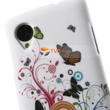 Заден предпазен твърд гръб / капак / за LG Nexus 5 E980 - Flowers / Butterfly