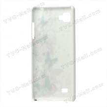 Заден предпазен твърд гръб / капак / за LG Optimus 4X HD P880 - бял с пеперуди