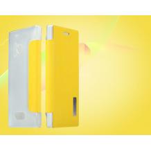 Луксозен кожен калъф Flip тефтер за Huawei Ascend P6 - жълт