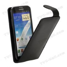 Кожен калъф Flip за Samsung Galaxy Note 2 / II N7100 - черен