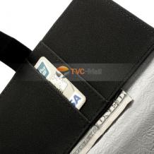Kожен калъф Flip тефтер със стойка за Samsung Galaxy Note 3 N9000 / Samsung Note III N9005 - черен / мрежа