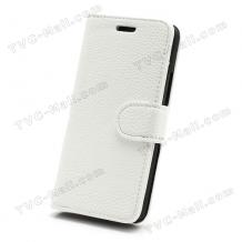 Кожен калъф Flip тефтер със стойка за HTC One M7 - бял