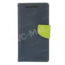 Кожен калъф Flip тефтер Mercury GOOSPERY Fancy Diary със стойка за HTC One Mini 2 / M8 Mini - тъмно син