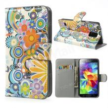 Кожен калъф Flip тефтер със стойка за Samsung G900 Galaxy S5 i9600 - цветен