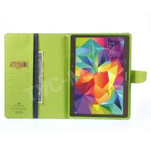 Кожен калъф Flip тефтер Mercury GOOSPERY Fancy Diary със стойка за Samsung Galaxy Tab S 10.5" T800 / T805 - син със зелено