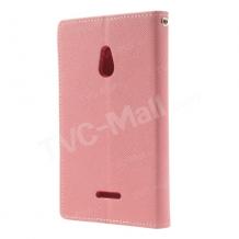 Кожен калъф Flip тефтер Mercury GOOSPERY Fancy Diary със стойка за Nokia XL - розов