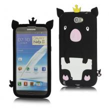 Силиконов калъф Piggy за SAMSUNG GALAXY NOTE II / Samsung Note 2 N7100 - черен