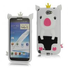 Силиконов калъф Piggy за SAMSUNG GALAXY NOTE II / Samsung Note 2 N7100 - бяло